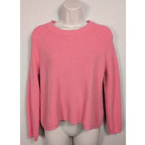 Tahari Pink Knit Sweater Women's Size S Long Sleeve Ribbed Crew Neck Coral‎